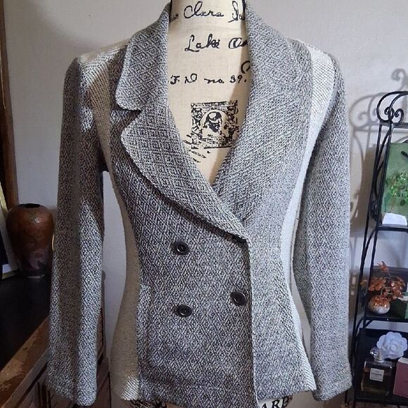 Anthropologie Saturday Sunday Women's Black and White Marled Blazer Jacket XXSP - Picture 10 of 12